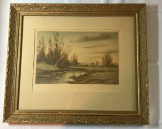 Framed Meadow Landscape Signed by Emory