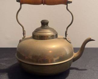 Brass Tea Pot With Wooden Handle