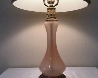 MCM Style Lamp Wth Pink Glass Bottom