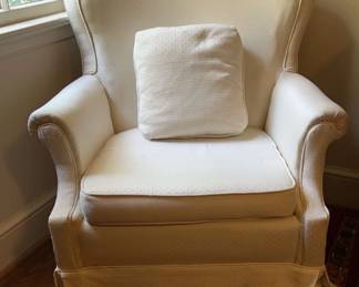 Comfy Chair with White Polka Dot Fabric