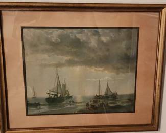 19thCentury British Harbor Painting