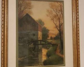 Watermill Painting Signed by FS Burgy