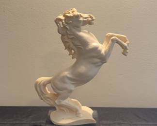 Vintage Santini Resin Rearing Horse Sculpture 1960s