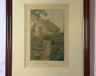 Framed A Cottage Garden Signed by Wallace Nutting