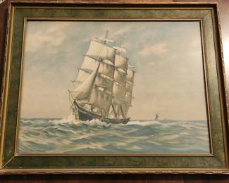 Sailing Ship Signed by Artist, Framed