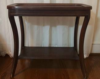 Small Wood Table with Painted Glass Top