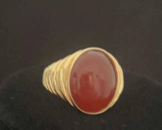 Red Carnelian Gemstione 14kt Gold Ring