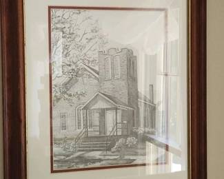 Church Drawing Framed