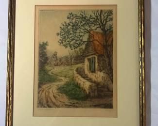 Framed Treil Escalier Print Signed by Camilla Lucas Boyer