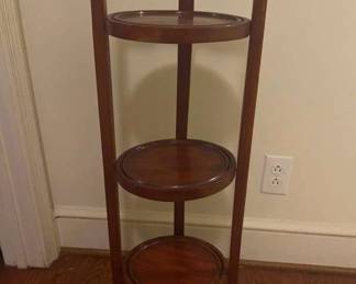 Vintage Mahogany Inlay Three Tier Folding Plant Cake Stand