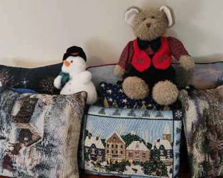 Mystery Lot Of Christmas Pillows And Stuffed Animals