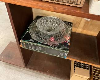 Anchor Hocking Button & Cane Clear Glass Bowl & Plate Set