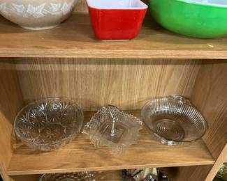 Anchor Hocking Clear Serving Bowl - Indiana Glass Diamond Point Square Candy Nut Dish w/Handle - Clear Glass Serving Bowl