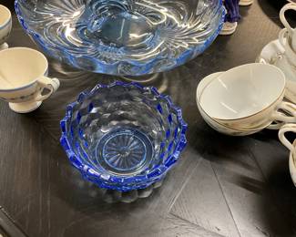 Blue Fostoria Glass Dish