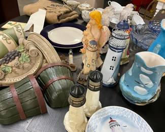 Homco Basket Wall Decor & Lighthouse Items
