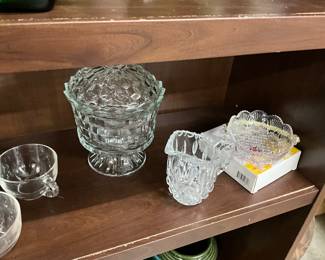 Forstoria Footed Trifle Bowl w/ Lid - Crystal Creamer - Mikasa Crystal Glass Basket