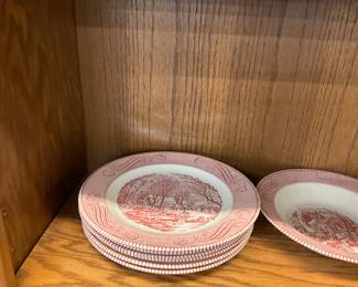 Royal China Dinner Plates Old Grist Mill Pattern Currier & Ives Collection