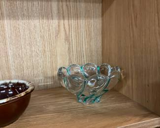 Mikasa Germany Peppermint Mint Green/Clear Striped Swirl Bowl