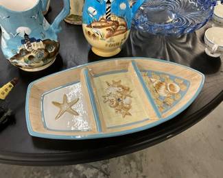 Home Accents Porcelain 3 section Serving Tray - Seashell Design