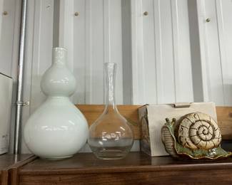 Double Gourd Art Glass Vase - Clear Glass Decanter - Snail Garden Decor