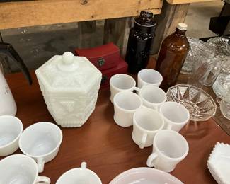 Fire King Milk Glass Bricuit Jar - Fier King Coffee Cups