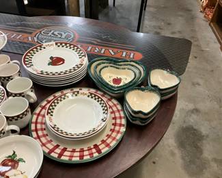 Heart Shaped Stoneware Apple Pattern Nesting Bowls- Chaparral Pottery Apple Shaped Stoneware Bowls