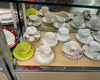 Assorted Cups & Matching Saucers
