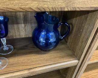 Cobalt Blue Glass Pitcher