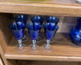 Cobalt Blue Crystal Wine Glasses Goblets