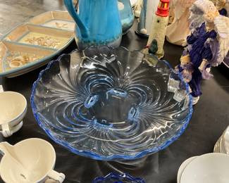 Cambridge Blue Caprice Footed Cake Plate
