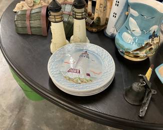 Decorative Lighthouse Wall Plates - Cast Iron Bell - Avon Lighthouse Cologne Bottle