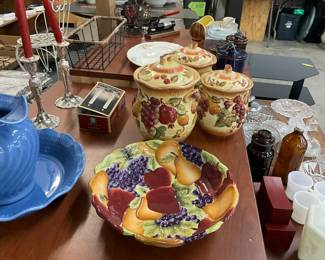 Sonoma Villa Home Interiors Embossed Fruit Bowl - Certified International La Toscana or Siena Collection Canisters