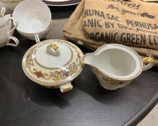 Allure Pattern Noritake China Covered Sugar & Creamer