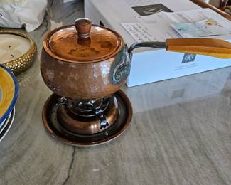 Vintage Copper Swiss Made Fondue Pot.