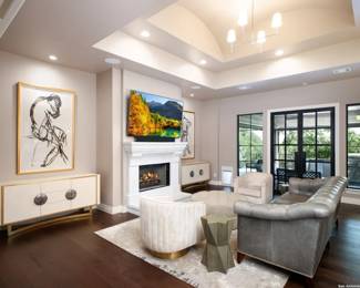 5 Shade Hanging Lamp, photo of it in the previous home.  