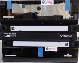 LOT OF 5 FIBER BOXES INCLUDING LEVITON, CORNING, ADC AND MORE