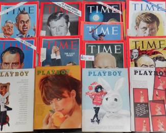 LARGE LOT VINTAGE TIME AND PLAYBOY MAGAZINES 1960'S