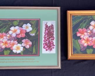Two ‘Gary Reed’ Prints Of Hawaiian Plumerias * Personalized Glass