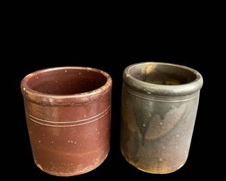 Antique Brown Crockware Containers