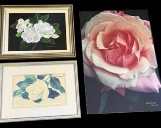 1997 Gardenia Painting By ‘Luu Beams* Colorplak Rose Photo By ‘Wendi’ * White Rose By C. Wood
