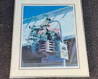 ‘Joan Reeves’ Signed & Numbered Print Of Trolley Stop’s Hanging Flower Basket