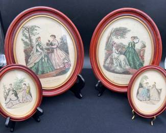 4~ Vintage Framed LA MODE ILLUSTREE French Fashion Prints