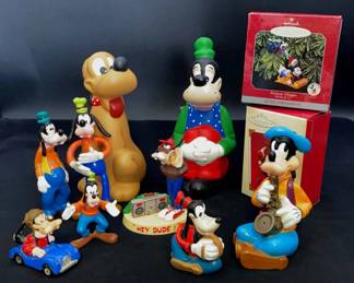 Disney Goofy And Pluto Figurines And Ornament