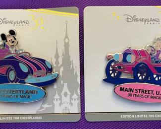 2 Disney Disneyland Paris “30” * Trading Pins * Discoveryland & Main Street, U.S.A. 30 Yrs Of Magic