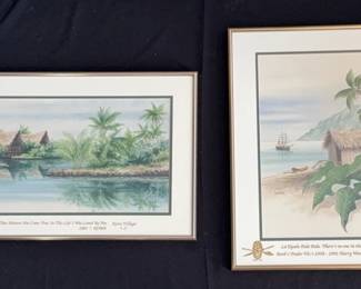 Framed Hawaiian Watercolors? By Van Dlac * Personalized Etched Glass