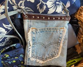 Denim Jean Hand Bag with Front Pocket