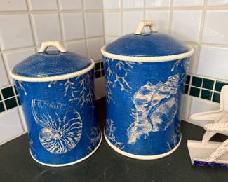 Pair of Coastal Themed Canisters