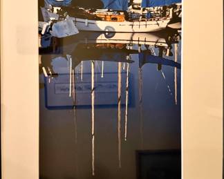 Framed & Matted Boat Harbor Painting by M.J. Neary