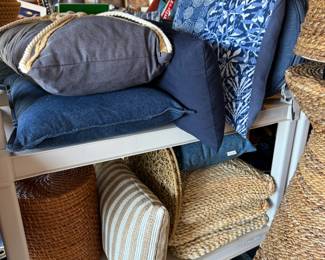 Outdoor Throw Pillows, Wicker Side Tables