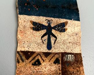 Decorative Pottery Plaque with Dragon Fly Motif